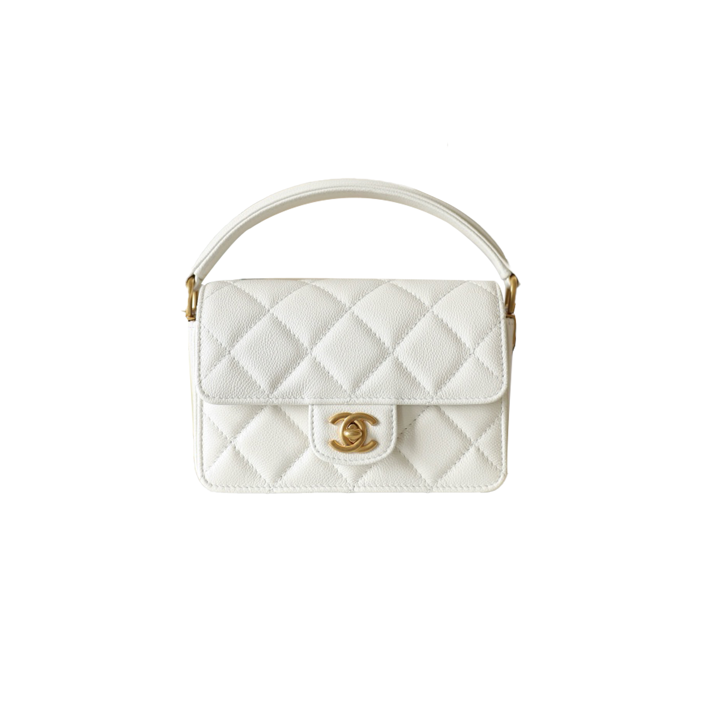 Ch*el master handle flap bag white mini (16*11*4cm)